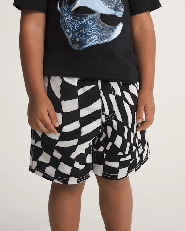 Little Kids Primary II Printed Elastic Boardshort - Black / White
