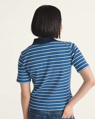 Priscilla Stripe Polo Shirt - Classic Blue
