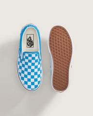 Big Kids Classic Slip-On Checkerboard Shoe - Checkerboard Bright Azure Blue