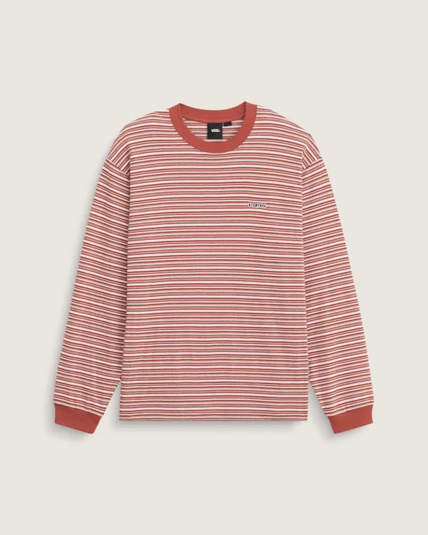 Wesley Stripe Long Sleeve Knit Shirt - Light Bronze Brown