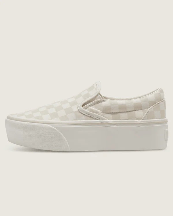 Classic Slip-On Platform Checkerboard Shoe - Checkerboard Marshmallow White / Turtledove White