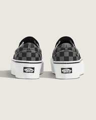 Classic Slip-On Platform Checkerboard Shoe - Checkerboard Black / Pewter Grey
