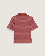 Priscilla Stripe Polo Shirt - Poppy Ember Red