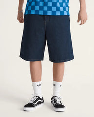 Premium Check-5 Baggy Denim Short - Dark Rinse Blue