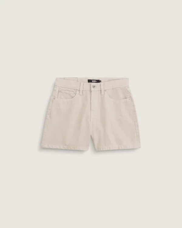 Check-5 Mid Rise Shorts - Oatmeal Beige
