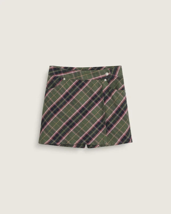 Sirelle Wrap Mini Skort - Pine Forest Green / Dawn Pink