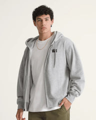 Stretch Logo Zip Hoodie - Cement Heather Grey