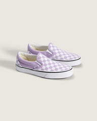 Big Kids Classic Slip-On Checkerboard Shoe - Checkerboard Soft Orchid Purple
