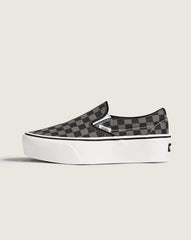 Classic Slip-On Platform Checkerboard Shoe - Checkerboard Black / Pewter Grey