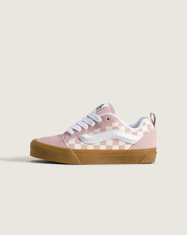 Big Kids Knu Skool Shoe - Gum Checkerboard Misty Mauve Pink