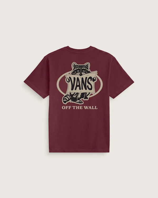Raccoon Sign T-Shirt - Burgundy Red