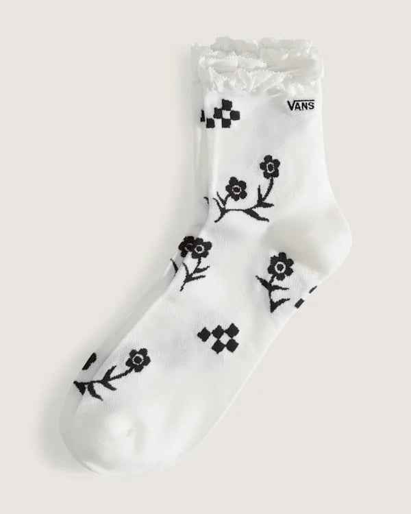 Sereno Lace Crew Socks - Marshmallow White / Black