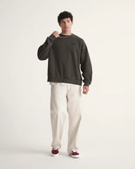 Premium Check-5 Loose Denim Pants - Natural Seed Beige