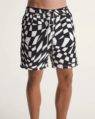 Primary II Elastic Printed Boardshorts - Black / White